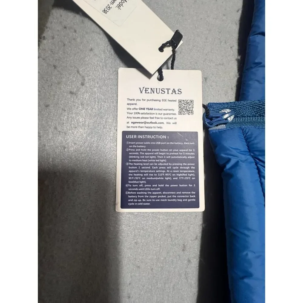 NWT Venustas 2038 Puffer Vest Womens M Blue Nylon Lined Full Zip Holder Pocket - Picture 10 of 13